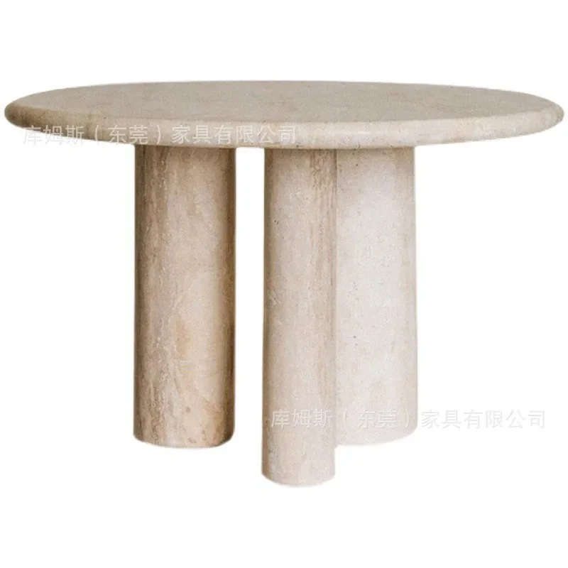 

Nordic simple natural travertine round wabi sand wind small apartment marble big