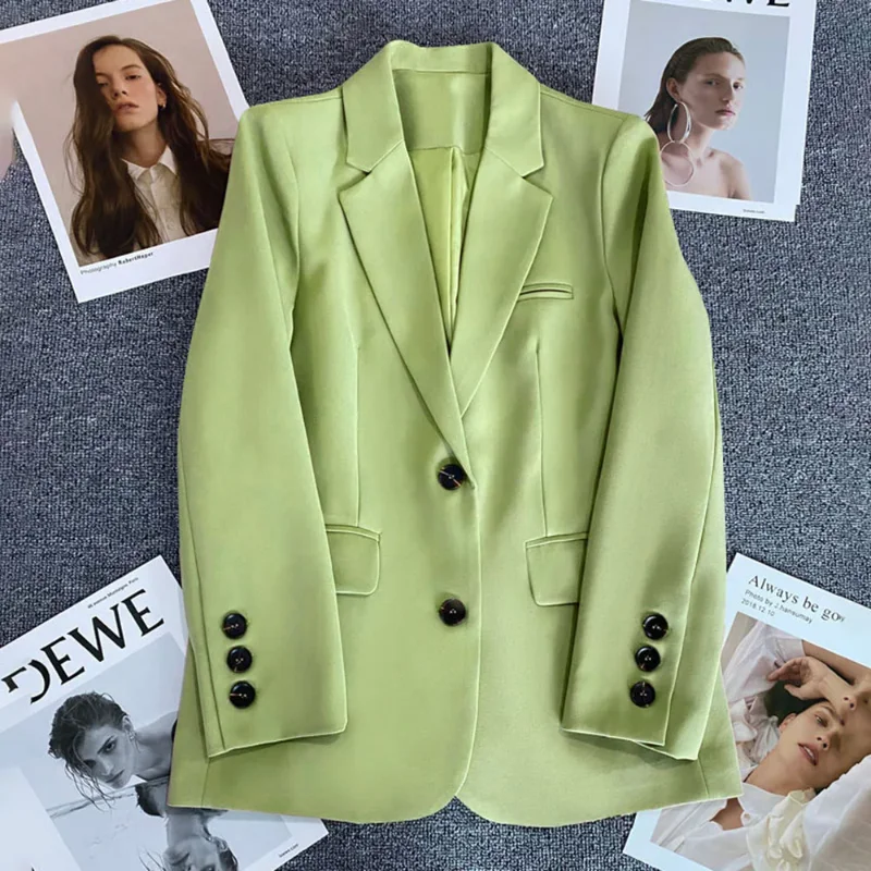 Elegant Office Lady Blazer Woman 2024Fashion Long Sleeve Single Button Blazers New in Coats and Jackets Clothing Outerwears