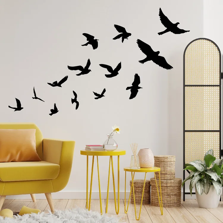 �Many Little Birds Fly“-Wandaufkleber für die Dekoration von Wohnzimmerhintergründen, selbstklebende Wandbilder, zur Verschönerung von Schlafzimmern, abnehmbare Aufkleber. – Detail 5