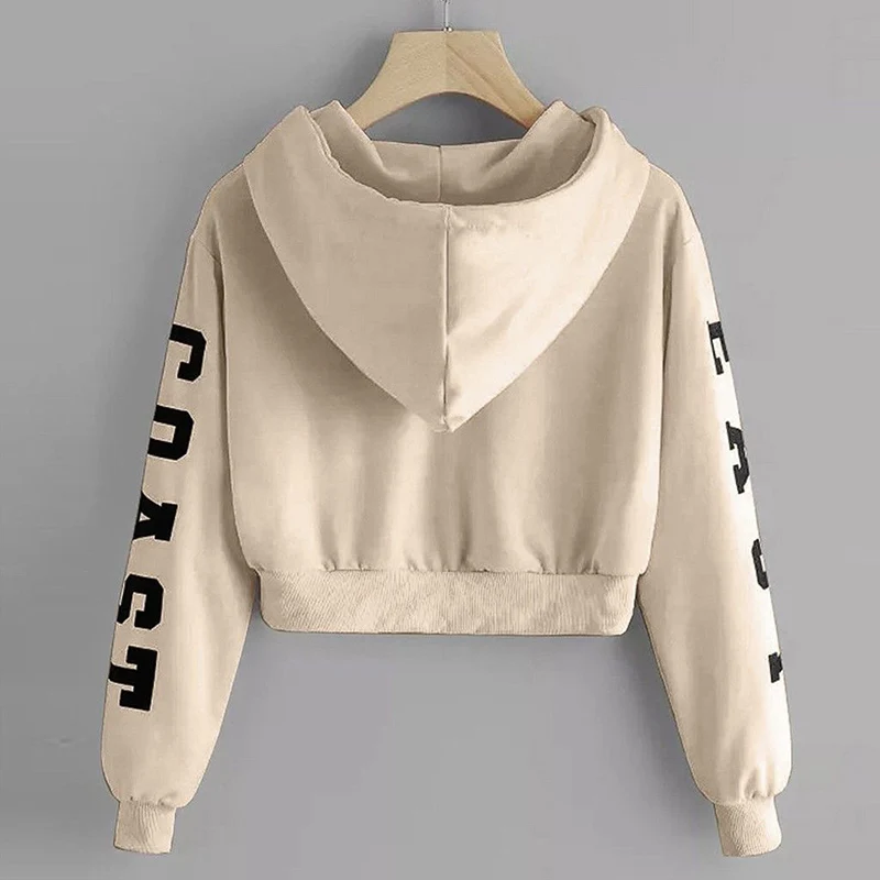 Fashion Printed Letter Casual Hooded Sweatshirts Female Clothing 2024 Autumn New Loose All-match Tops Preppy Style Sweatshirts
