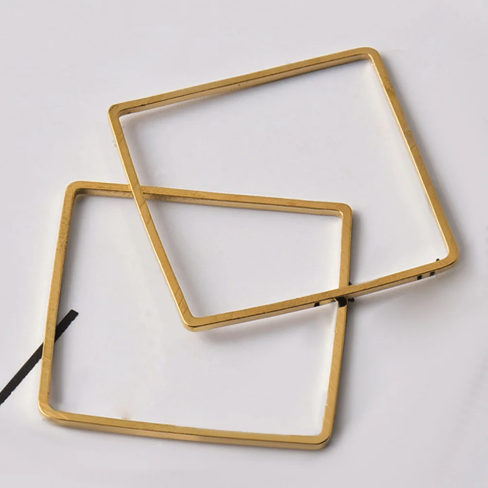 

20Pcs Earrings Ear Handmade Material Metal Square Flower Design DIY Jewelry Making Supplies Open Bezel Pendant Hollow Frame