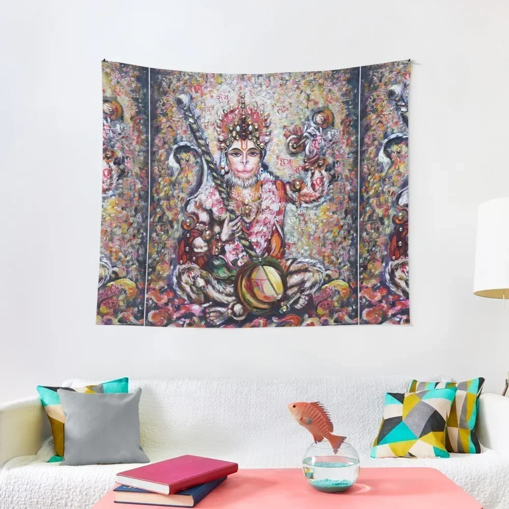 Hanuman - ecstatic joy in Rama Kirtan Tapestry Cute Decor Aesthetic Decoration Room Decore Aesthetic Wallpaper Bedroom Tapestry