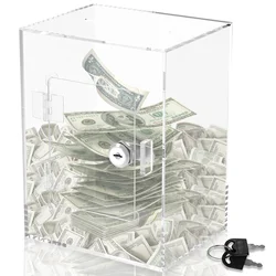 Transparent Piggy Bank Acrylic Piggy Banks for Adults Cube Saving Coins Storage Box Money Saving Jar Kids Gift Saving Money Goal
