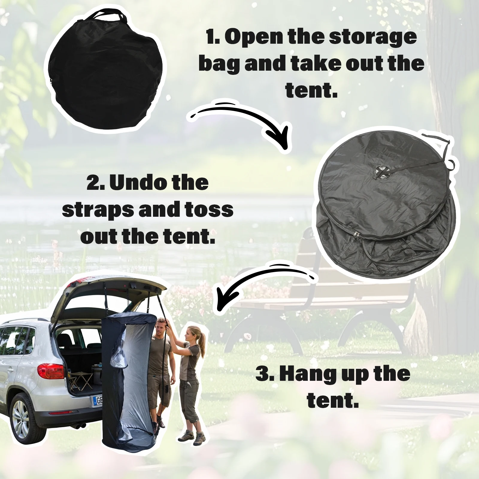 1 Person SUV Tailgate Shower Tent for Beginner Campers, Pop Up Privacy Shelter, Easy Setup Foldable Camping Tent image 4