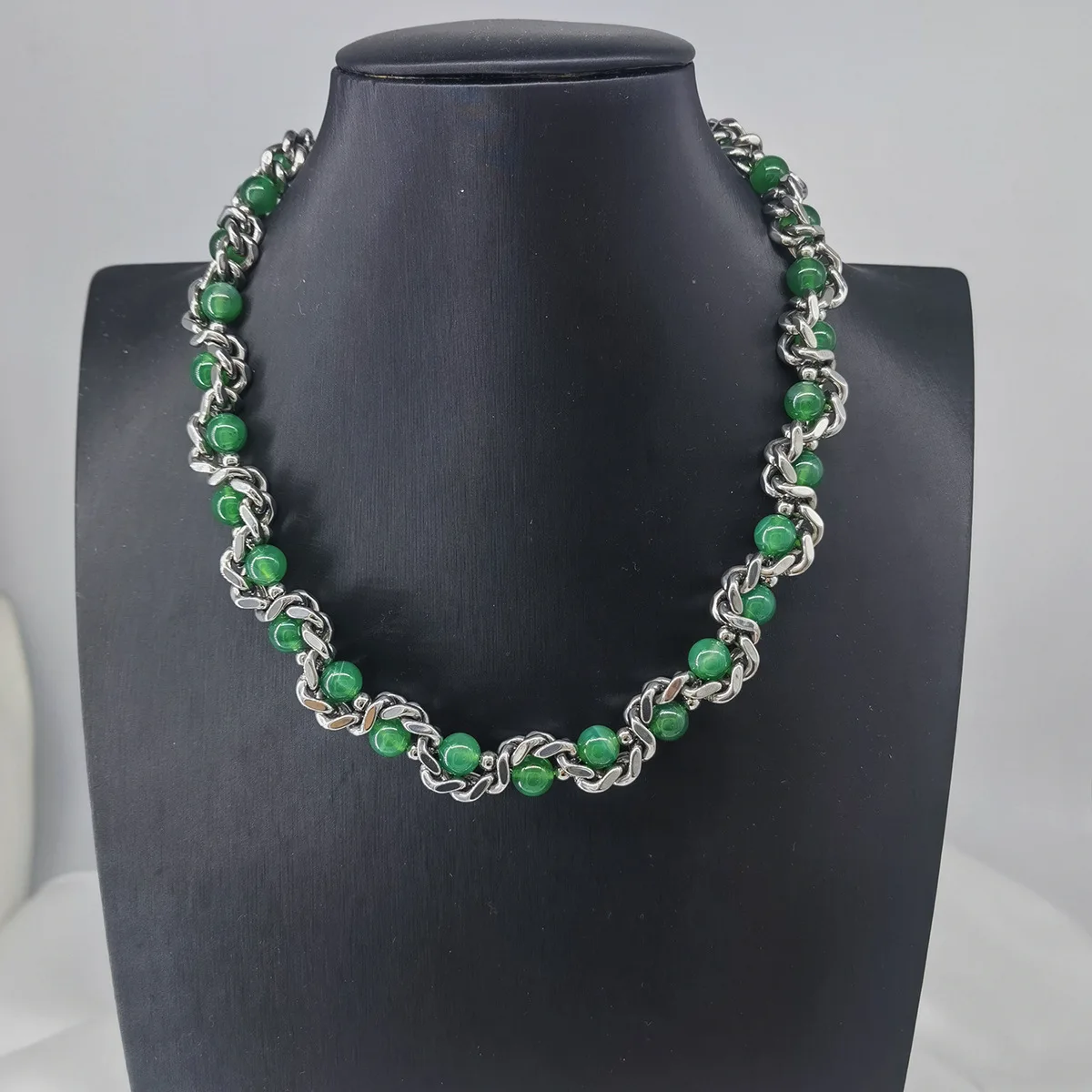Imitation Perle Achat Perlen Halsketten Kubanische Kette Edelstahl Männer Frauen Personalisierte High-end-Halskette Mode Schmuck – Detail 3