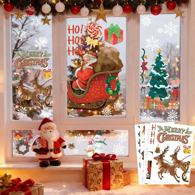 Christmas Party Decorations - 5 PCS Snowflake Window Clings Stickers for Glass | Christmas Decorations Indoor Outdoor