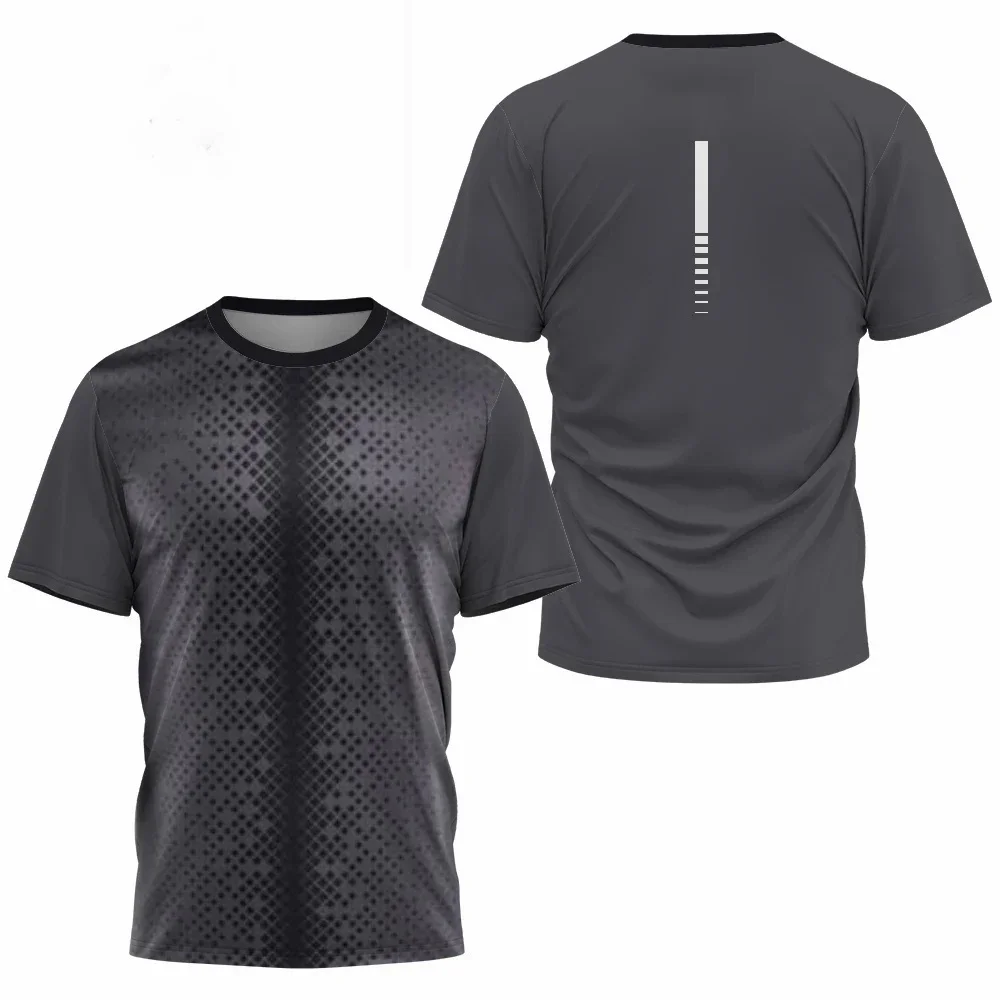 

Popular fitness running T-shirt men's summer quick drying breathable short sleeved round neck top outdoor casual sports pullover