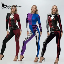 [Sei il mio segreto] Anime Harley Quinn Costume Cosplay pantaloni Sexy Leggings Fitness Halloween Party tuta donna abiti Zentai