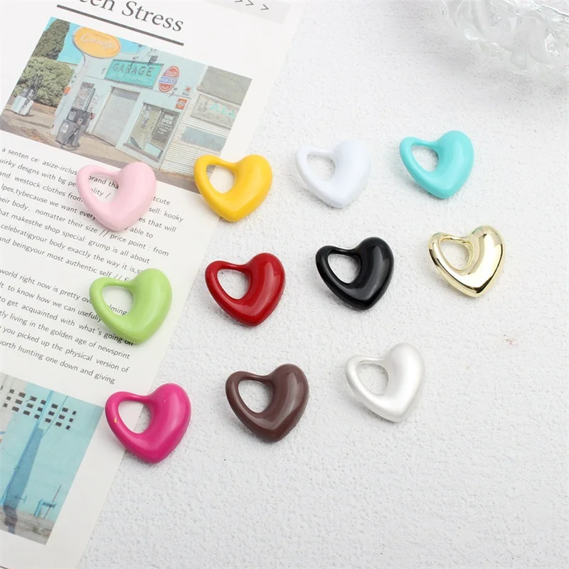 

Creative style 50pcs/lot color spray painting cartoon hearts shape alloy floating locket charms diy jewelry earring accessory