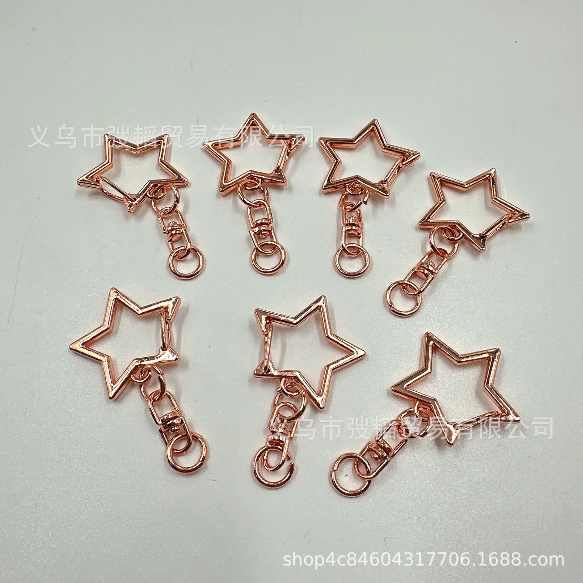 10Pcs New Star Pentagram Hollow Key Chain Rings Keychain DIY Accessories Lobster Clasp Keyring Jewelry Making Findings