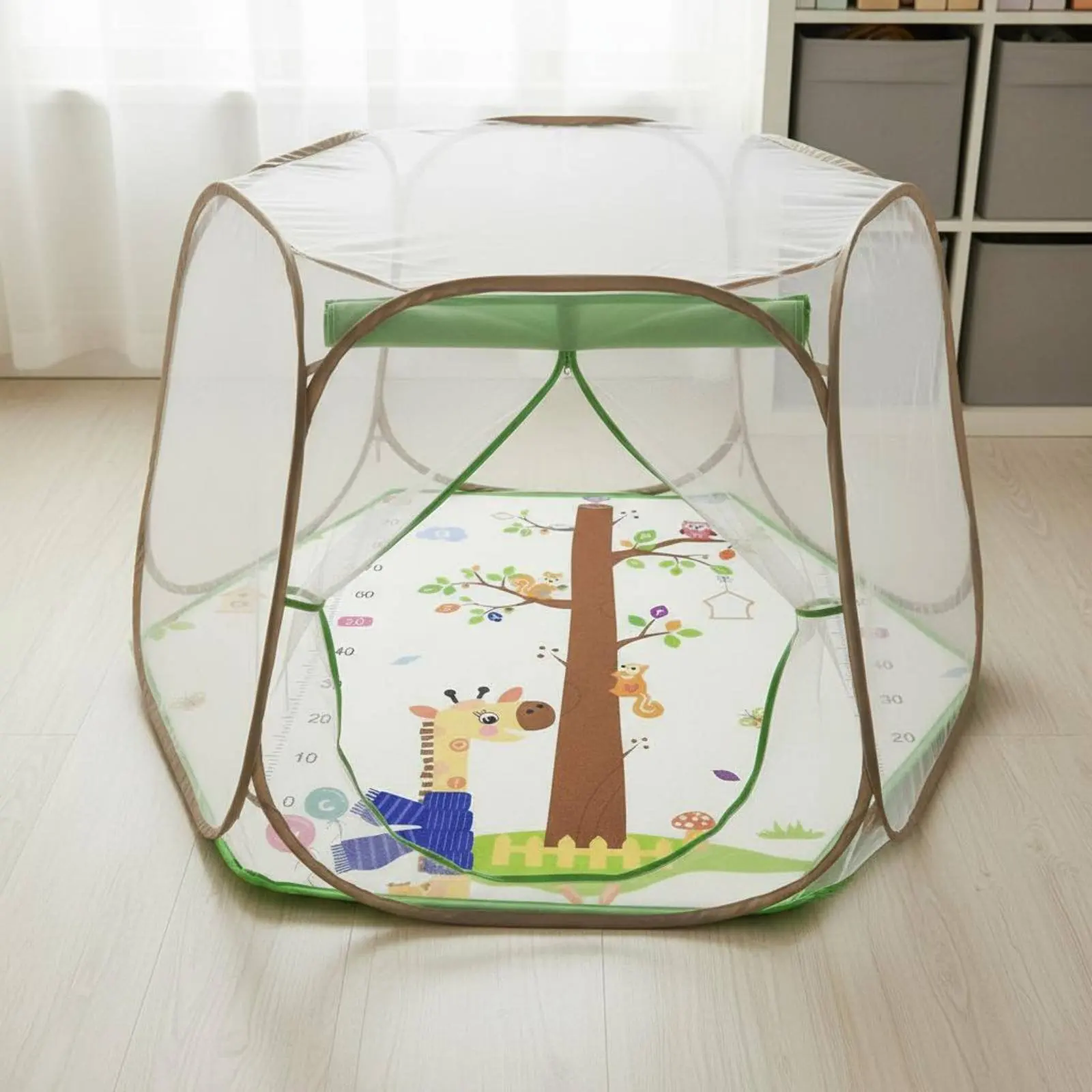 

Mesh Sphere Playpen Tent Fastener Door Quick-Setup Sphere Playpen Portable Children's Play Tent Easy to Clean Hexagonal Playpen