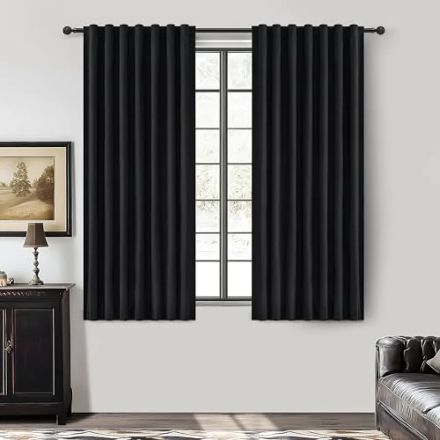 

Out Kitchen Curtains 45 Inch Length 2 Panels Set, Modern Pleated Blend out Windows Curtain Back Tab Rod Pocket for Cafe/Cabin T