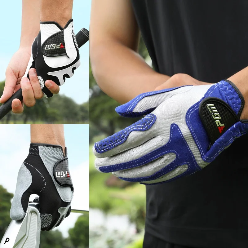 

PGM Golf Gloves Men's Elastic Magic Gloves Non slip Breathable Microfiber Cloth Gloves Single Left Hand Blue/White/Grey ST037