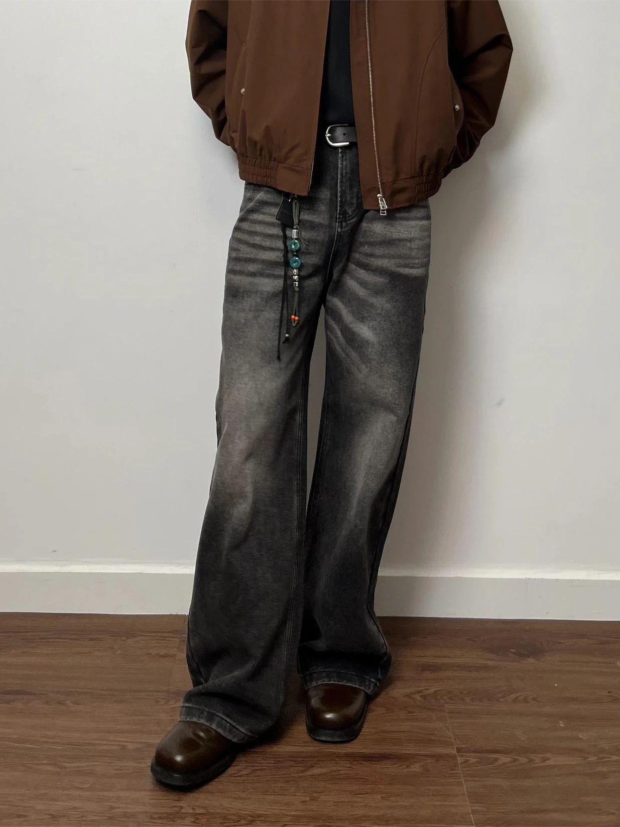 

American Style Vintage Washed Straight Leg Jeans Loose Wide Leg Pants Trousers Casual Loose Fit Classic Blue Denim Jeans