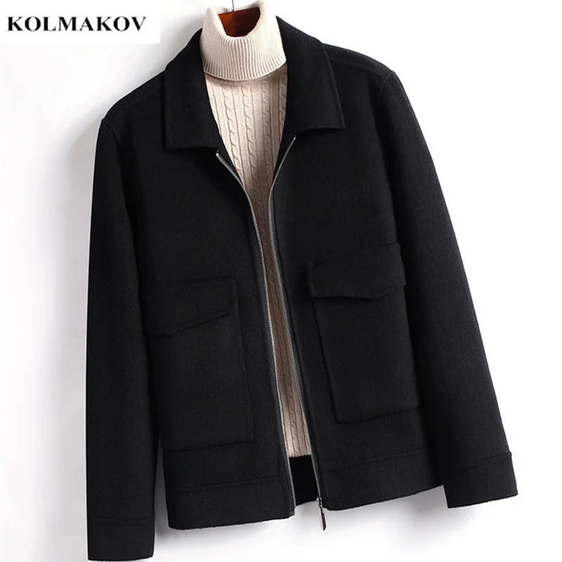 2024 inverno nuovo cappotto di lana a doppia faccia da uomo di alta qualità trench casual di lana s fashion Men zipper over