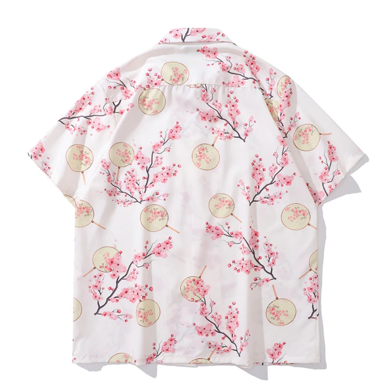 Plum Blossom Full Print Men Women Shirt Button Down Collar Vintage Men's Shirts Unisex Clothing