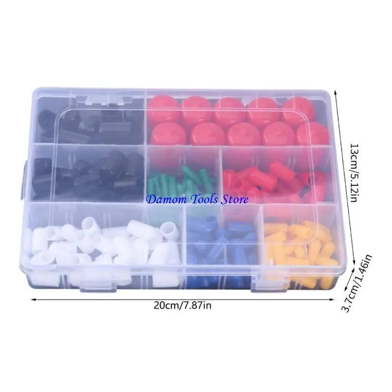 57BE مجموعة من 170 قبعات واقية من المطاط PVC مقاومة للانزلاق مقاومة الحجم كبسولات واقية لحلمات تزييت المسمار