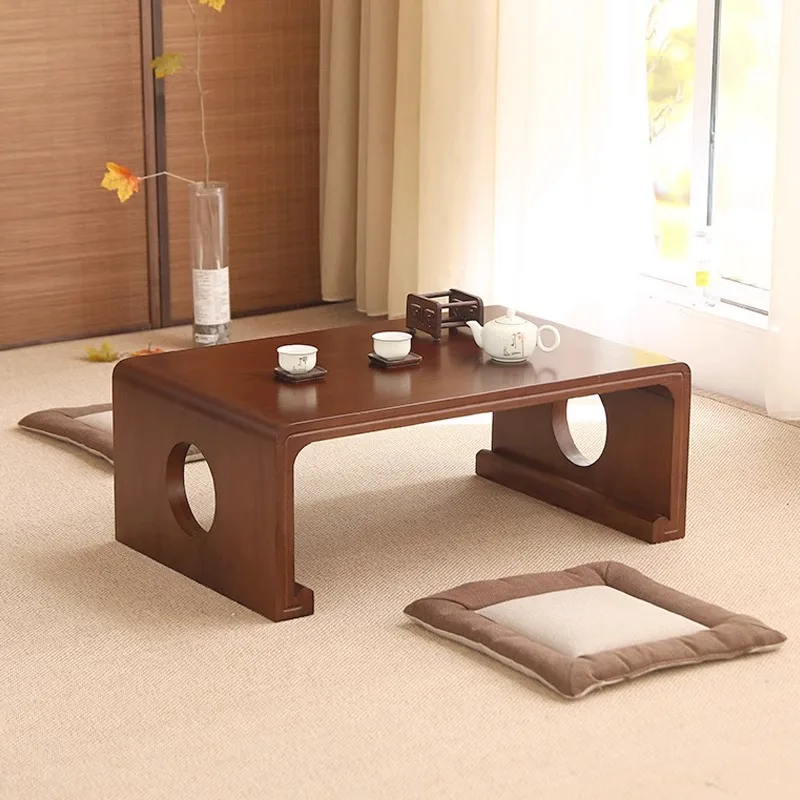 Mesa De Centro Tatami chino De madera maciza, Mesa con ventana salediza, balcón Simple, Mesa De centro pequeña, mesas bajas, muebles para sala De estar 이