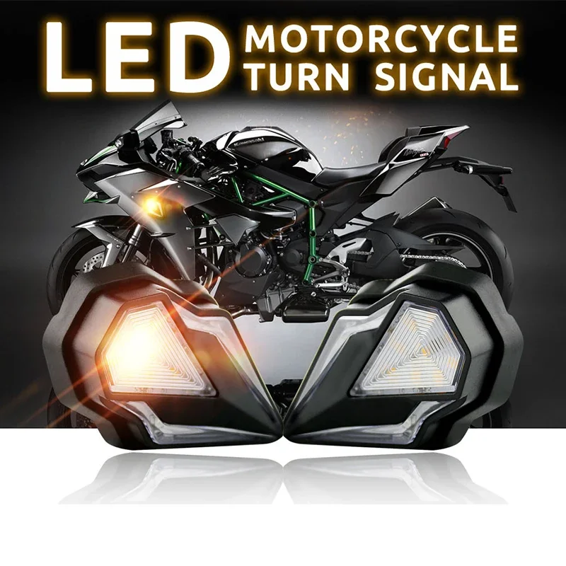 2pcs shield style flowing motorcycle flashing Signal light drl Driving lights For motorcycle Scooter ATV Moto 12V Accessories