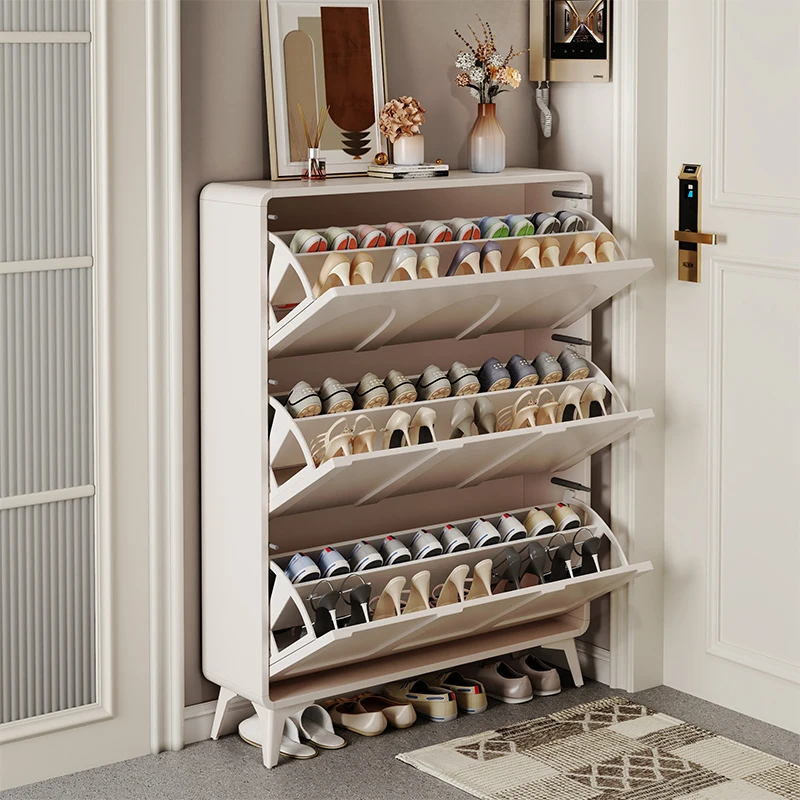 خزانة خذاء خشبية عمودية تصميم طويل القامة جميل ضيق رف أحذية الفندق خشبي فاخر حديث Gabinetes De Zapatos أثاث منزلي