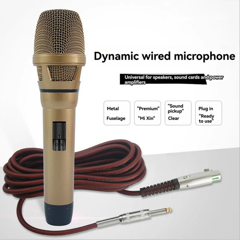 Professional Dynamic Handheld Microphone Wired Microphone Anti-Howling Dynamic Stereo Studio Mic-WDL