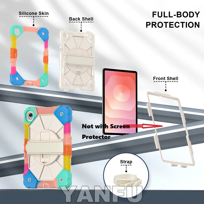 With Pen Holder Case For Samsung Galaxy Tab S11 11 inch SM-X730 SM-X736 Funda 360 Rotation Hand Shoulder Strap Shockproof Cover