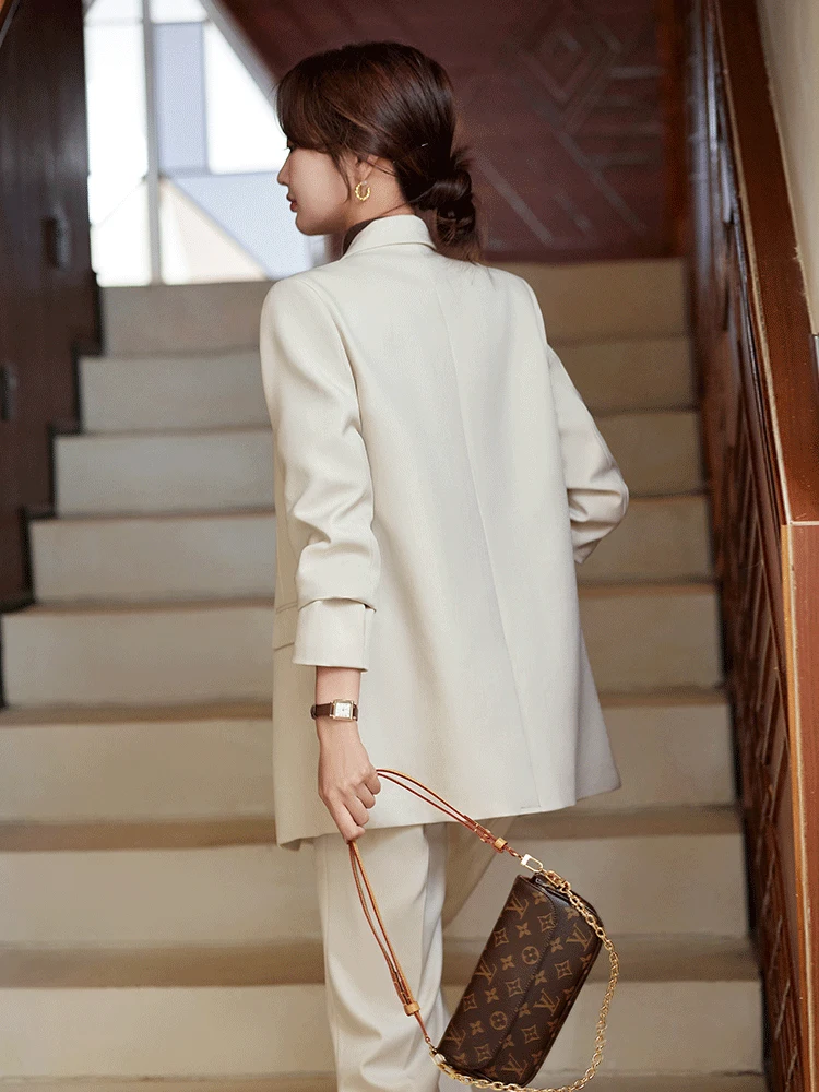 Ele Profional Damespakset Woon-werkkleding Lente Herfst Nieuwe Sle Casual Personali Double Breasted Jas