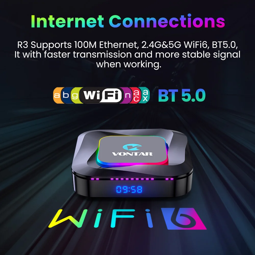 VONTAR-Boîtier Smart TV R3, Android 13.0, Rockchip RK3528 Max, 4 Go/128 Go, 2 Go/16 Go, décodeur compatible vidéo 8K/HDR10 + BTpig/Wifi6