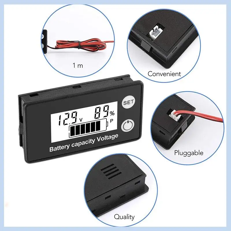 

MLGB-Battery Monitor,Golf Cart Battery Testers Digital Battery Capacity 8-100V Voltage Monitor Remaining Capacity Tester