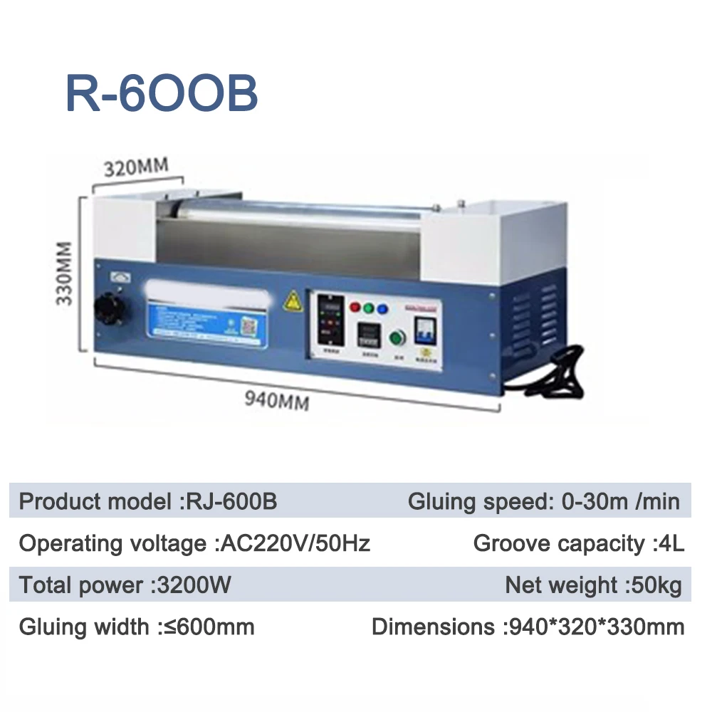 

RJ-600B Desktop Gluing Machine Industrial Pearl Cotton Hot Melt Adhesive Tools Glue Coating Equipment 3200 W For Eva Foam Sponge