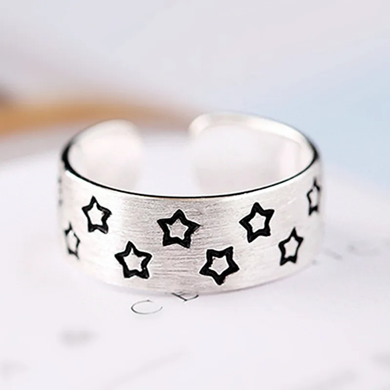 925 Sterling Silver Star Adjustable Wedding Rings For Women Engagement Luxury Jewelry Accessories Jewellery Argent 925