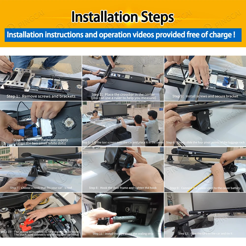 PINGCAI Advertising on the Car Bracket P2.5 Taxi Top LED Digital Advertising Board Car Display LED Taxi Screen