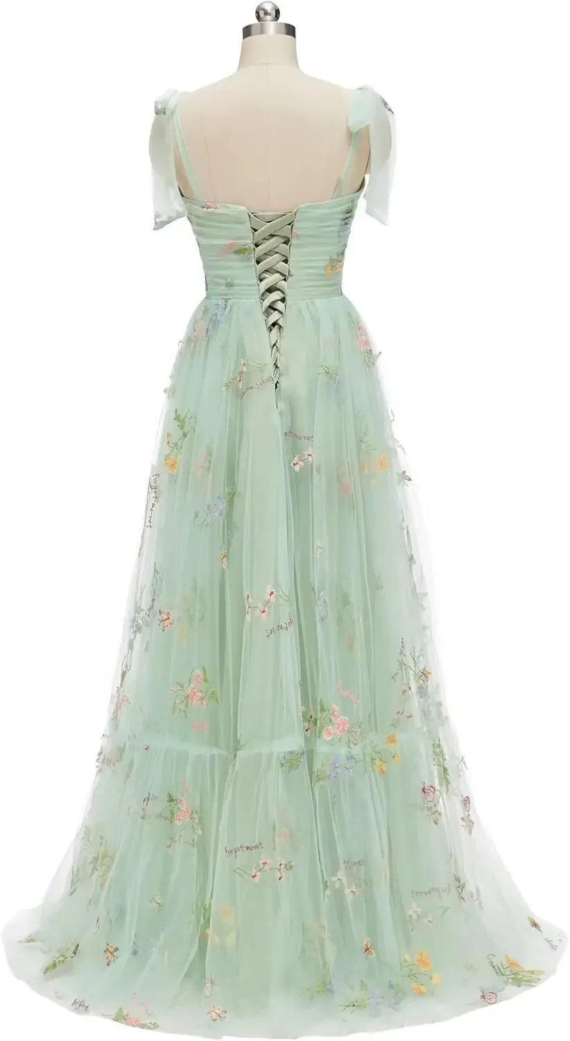 فستان حفلة موسيقية من التول المطرز بالزهور مخصص لعام 2025 بأكمام منتفخة فستان رسمي أنيق لحفلات العودة للوطن فساتين الحفلات