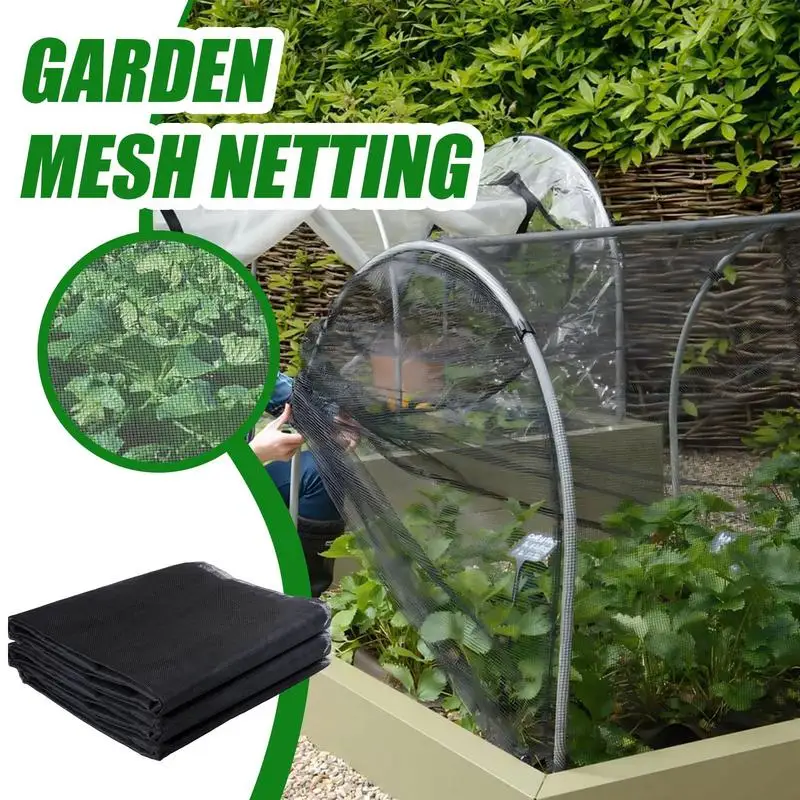 4/6/10m Black Garden Insect Net Reusable Anti Bird Raised Garden Bed Cover Breathable Adjustable Plant Support Structures