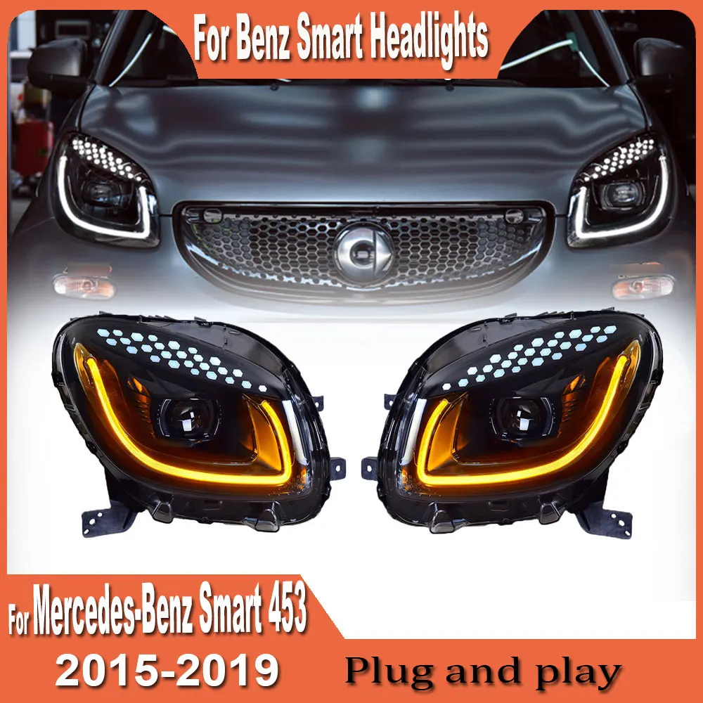 LED Headlights For Benz Smart 453 Fortwo Forfour 2015 2016 2017-2019 Front Headlamp Assembly with Turn Signal Lamp Accessories