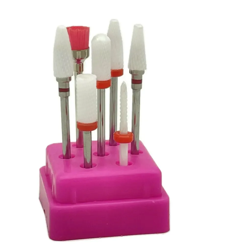 7 個フライスカッターマニキュアセットセラミックネイルドリルビット電気ドリルマニキュアマシンペディキュアトウモロコシコランダム