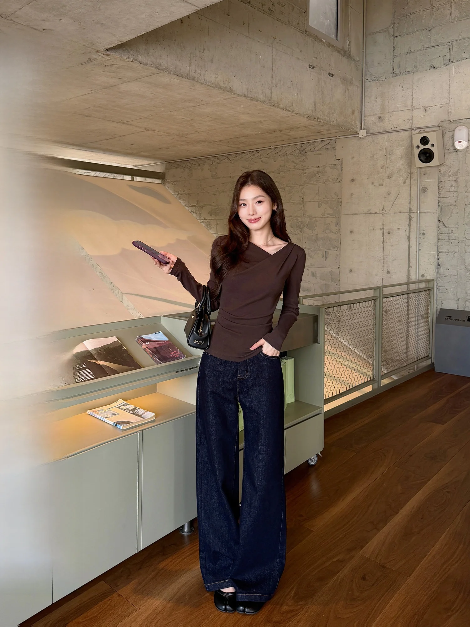 Pusumede High Waist Wide Leg Jeans Women's Casual Loose Straight Cut Long Pants Formidable Shape Cotton Fabric Ladies Jeans