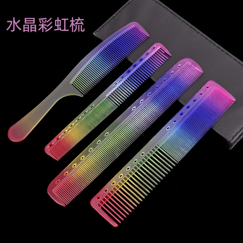 Rainbow Hairdressing Comb Barber Shop Women's Long Hair Men's Flat Cut Hair Comb Red Purple Gradient Pointed Tail Hair Brush