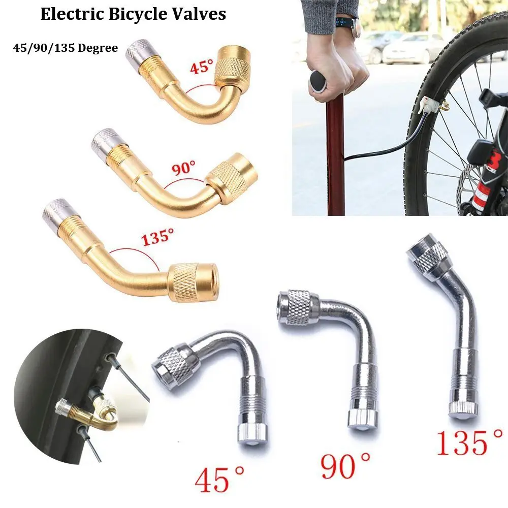 45/90/135 Degree Angle Brass Air Tyre Valve Stem with Extension Adapter Multicolors Electric Bicycle Valves Bike Parts