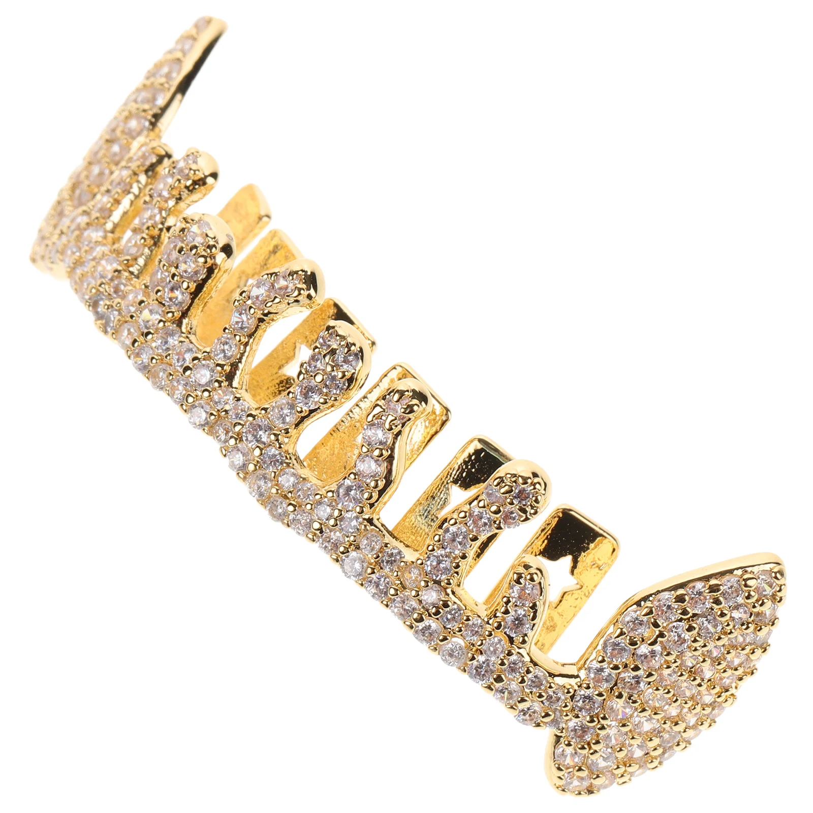 

Water Drop Golden Teeth Grill Irregular Clip on Mouth Grill Rhinestone Teeth Jewelry Hip Hop for Men Mouth Grills for Men