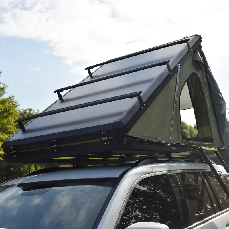 Car Rooftop Tent, Outdoor Off Road Aluminum Hard Shell Car Roof Top Tent Folding Camping for Truck SUV