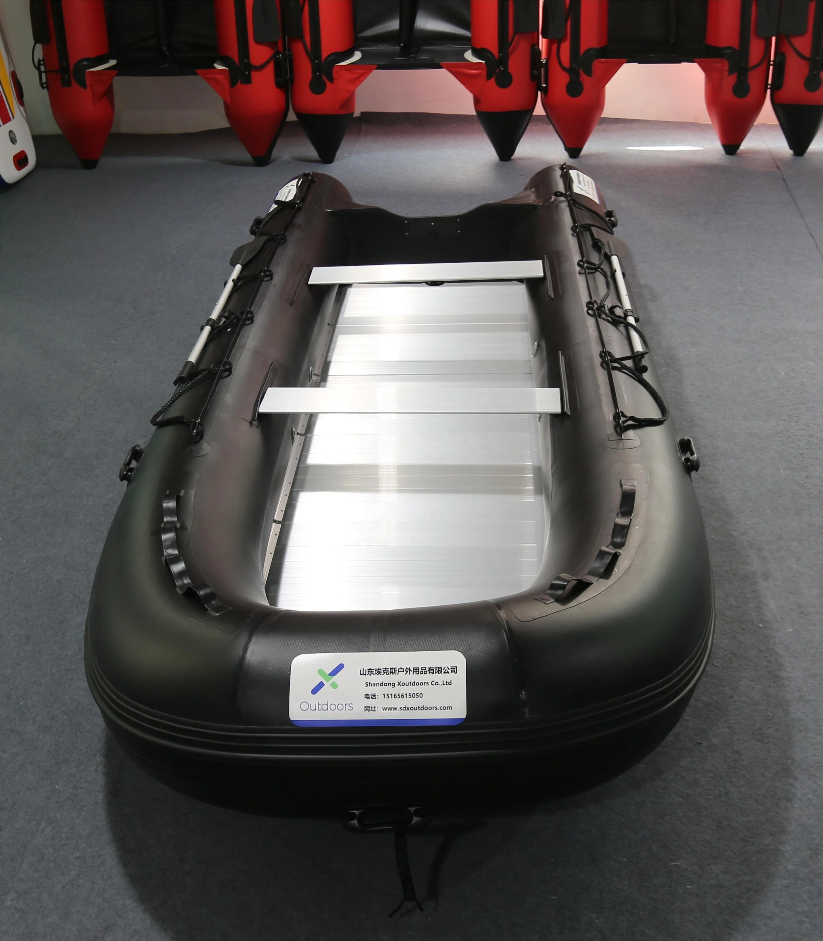 Folded PVC Inflatable Rowing Boat For 4-6 Persons Outdoor Entertainment On Lake River And Offshore