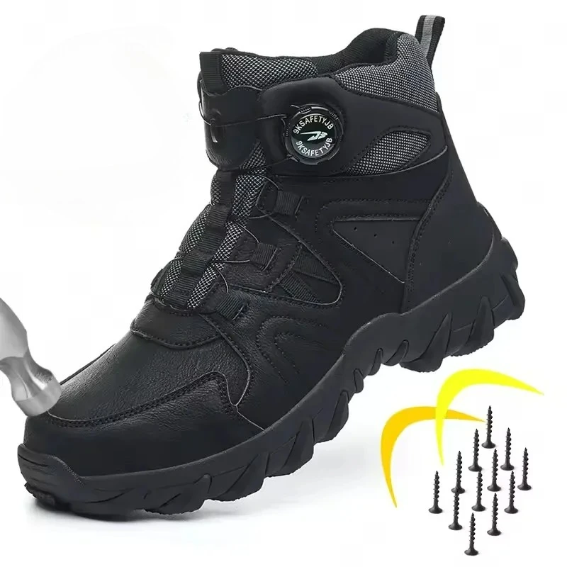 New Men's Safety Boots Work Boots Anti-smashing Anti-puncture Men Boots High Top Outdoor Safety Shoes Protective Steel Toe Shoes
