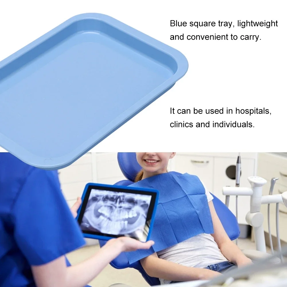 Environmental Dental Instrument Tools Storage Tray Oral Care Blue Plastic Square Plate Useful Dentist Materials Dish Accessory