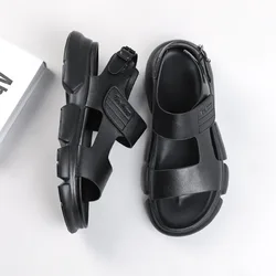 Summer Men's Sandals 2023 Fashion Buckle Beach Shoes Thick Sole Outdoor Men Sandals Leather Sandal Male Shoes