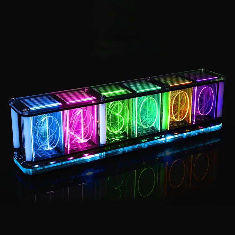 Proposed Glow Tube Clock RGB Light Music Spectrum Cyberpunk Creative Ornament Digital Clock Electronic DIY Kit Desktop Ornament