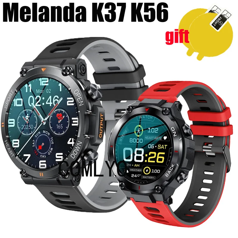 3in1 for MELANDA K56 K37 Smart watch Strap Men women Silicone Soft Bracelet Band Screen Protector Film