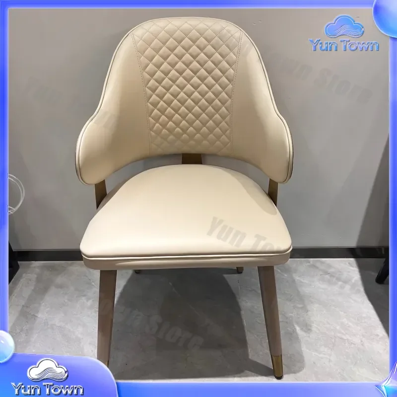 Italian Light Luxury Fashion Dining Chair for Living Room Hotel Office Art Design Solid Wood Frame Soft Bag Leisure Chair