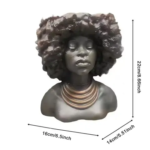 Human Head Planter Resin Flowerpot Cute Succulent Container Home Garden Yard Decoration Vase Statue