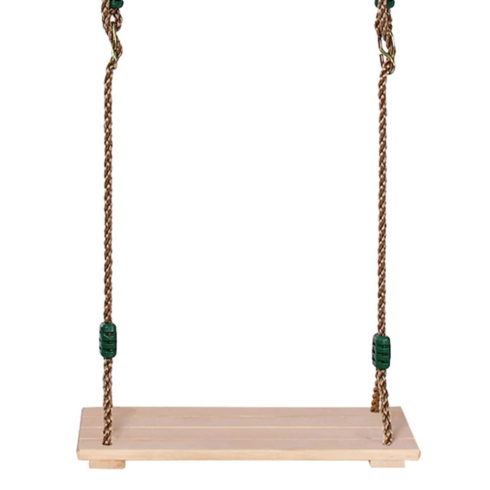 

Four Plate Swing Set Wooden Seat Rope Kids Hanging Chair Swings Non Comfortable Yard Garden
